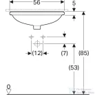 Geberit VARIFORM 56x46 cm-es alulról beépíthető mosdó csaplyuk nélkül,alul mázas,fehér 500.753.01.2
