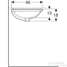 Geberit VARIFORM 56x46 cm-es alulról beépíthető mosdó csaplyuk nélkül,alul mázas,fehér 500.753.01.2