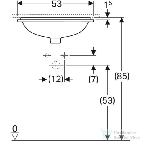 Geberit VARIFORM 53x44 cm-es alulról beépíthető mosdó csaplyuk nélkül,fehér 500.760.01.2