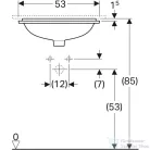 Geberit VARIFORM 53x44 cm-es alulról beépíthető mosdó csaplyuk nélkül,alul mázas,fehér 500.761.01.2