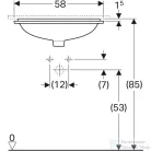 Geberit VARIFORM 58x49 cm-es alulról beépíthető mosdó csaplyuk nélkül,fehér 500.764.01.2