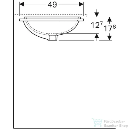 Geberit VARIFORM 58x49 cm-es alulról beépíthető mosdó csaplyuk nélkül,fehér 500.764.01.2