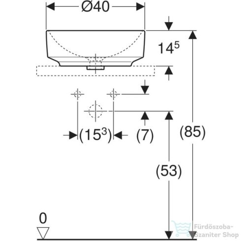 Geberit VARIFORM 40 cm-es pultra ültethető mosdó csaplyuk és túlfolyó nélkül,fehér 500.768.01.2