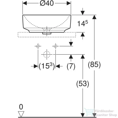 Geberit VARIFORM 40 cm-es pultra ültethető mosdó csaplyuk és túlfolyó nélkül,fehér 500.768.01.2