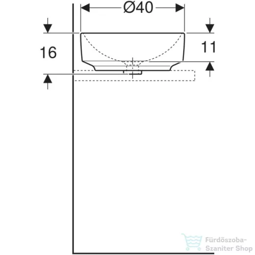 Geberit VARIFORM 40 cm-es pultra ültethető mosdó csaplyuk és túlfolyó nélkül,fehér 500.768.01.2