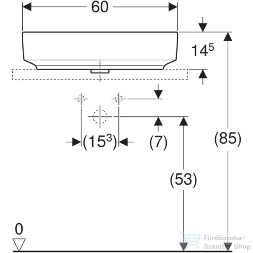 Geberit VARIFORM 60x45 cm-es pultra ültethető mosdó,fehér 500.772.01.2