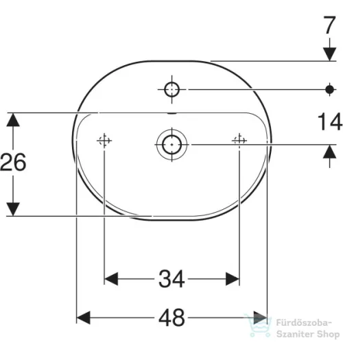 Geberit VARIFORM 50x40 cm-es pultra ültethető mosdó,fehér 500.775.01.2