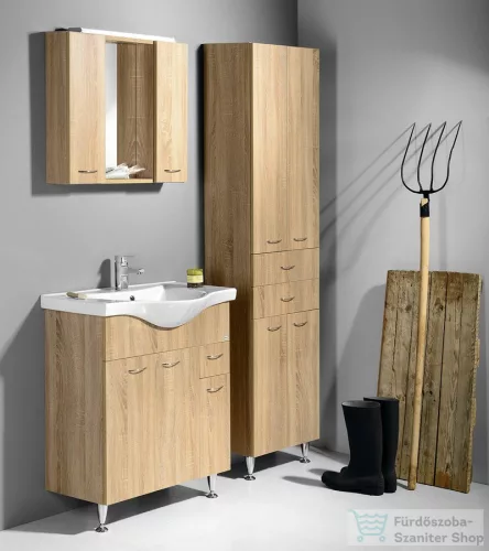 AQUALINE KERAMIA FRESH mosdótartó szekrény, 74,5x74x34,5cm, platina tölgy 50083