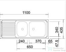 Blanco TOP EZS 11 x 4 rozsdamentes acél mosogató medence, natúr 500847