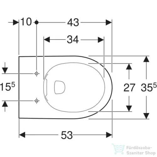 Geberit SELNOVA Rimfree perem nélküli mélyöblítésű fali WC,fehér 501.045.00.7