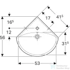 Geberit SELNOVA 59x56 cm-es sarok kézmosó,fehér 501.050.00.5