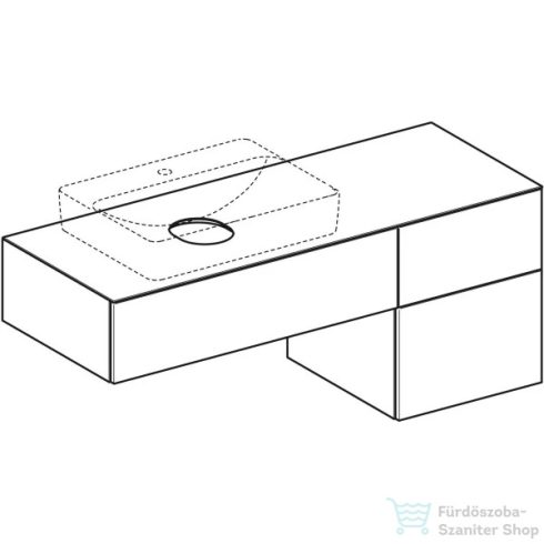 Geberit VARIFORM 135x51 cm-es 3 fiókos alsószekrény pultra ültethető mosdóhoz matt fehér takarólappal,fényes fehér 501.189.00.1