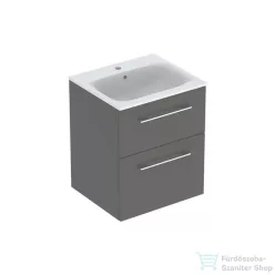   Geberit SELNOVA SQUARE 55 cm-es mosdó és alsószekrény kombináció 2 fiókkal,matt láva 501.233.00.1