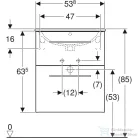 Geberit SELNOVA SQUARE 55 cm-es mosdó és alsószekrény kombináció 2 fiókkal,matt láva 501.233.00.1
