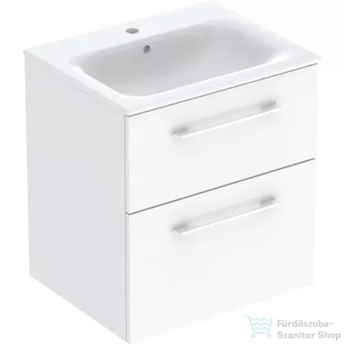 Geberit SELNOVA SQUARE 60 cm-es mosdó és alsószekrény kombináció 2 fiókkal,fényes fehér 501.236.00.1