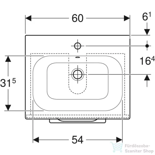 Geberit SELNOVA SQUARE 60 cm-es mosdó és alsószekrény kombináció 2 fiókkal,fényes fehér 501.236.00.1