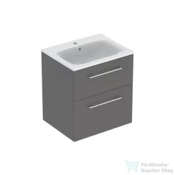   Geberit SELNOVA SQUARE 60 cm-es mosdó és alsószekrény kombináció 2 fiókkal,matt láva 501.237.00.1