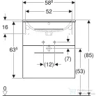 Geberit SELNOVA SQUARE 60 cm-es mosdó és alsószekrény kombináció 2 fiókkal,hikoridió 501.238.00.1