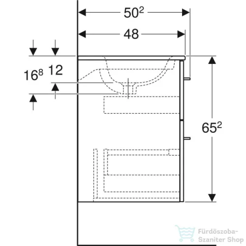 Geberit SELNOVA SQUARE 60 cm-es mosdó és alsószekrény kombináció 2 fiókkal,hikoridió 501.238.00.1