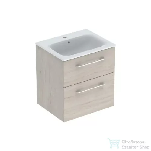Geberit SELNOVA SQUARE 60 cm-es mosdó és alsószekrény kombináció 2 fiókkal,világos hikoridió 501.239.00.1