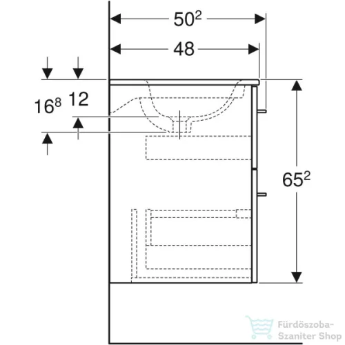 Geberit SELNOVA SQUARE 80 cm-es mosdó és alsószekrény kombináció 2 fiókkal,fényes fehér 501.240.00.1