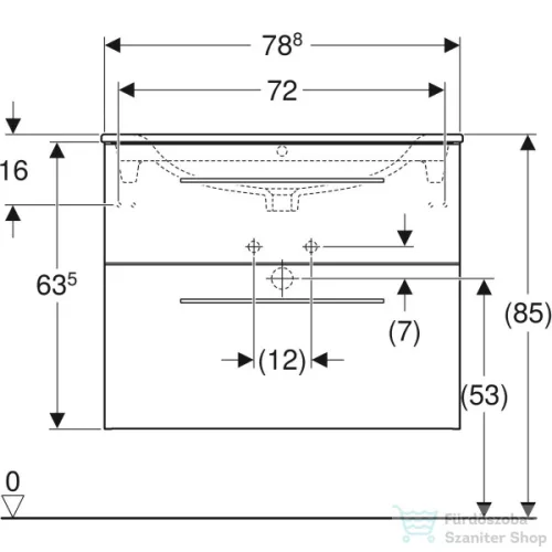 Geberit SELNOVA SQUARE 80 cm-es mosdó és alsószekrény kombináció 2 fiókkal,világos hikoridió 501.243.00.1