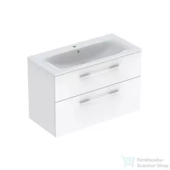   Geberit SELNOVA SQUARE 100 cm-es mosdó és alsószekrény kombináció 2 fiókkal,fényes fehér 501.244.00.1