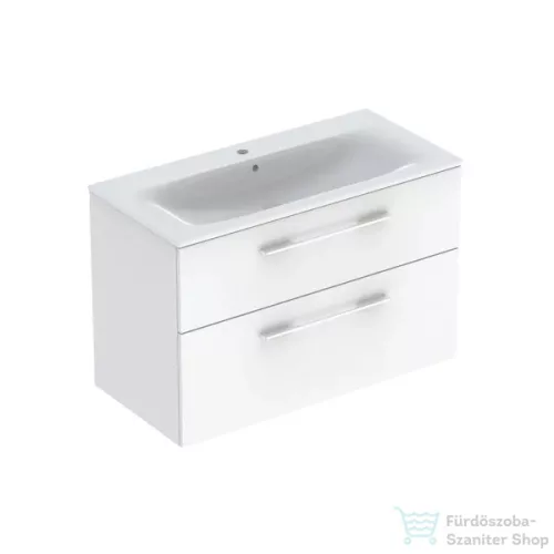 Geberit SELNOVA SQUARE 100 cm-es mosdó és alsószekrény kombináció 2 fiókkal,fényes fehér 501.244.00.1