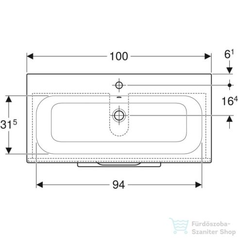 Geberit SELNOVA SQUARE 100 cm-es mosdó és alsószekrény kombináció 2 fiókkal,matt láva 501.245.00.1