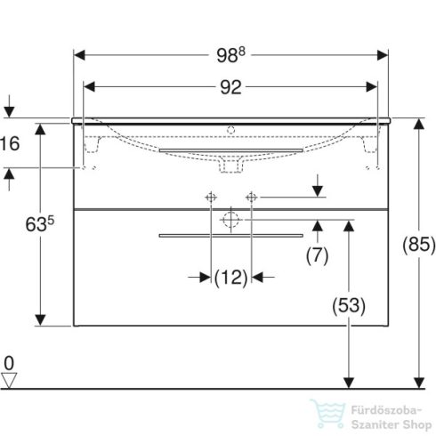 Geberit SELNOVA SQUARE 100 cm-es mosdó és alsószekrény kombináció 2 fiókkal,matt láva 501.245.00.1