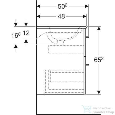 Geberit SELNOVA SQUARE 100 cm-es mosdó és alsószekrény kombináció 2 fiókkal,matt láva 501.245.00.1