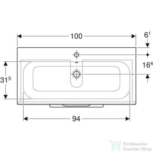 Geberit SELNOVA SQUARE 100 cm-es mosdó és alsószekrény kombináció 2 fiókkal,hikoridió 501.246.00.1