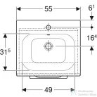 Geberit SELNOVA SQUARE 55x50,2 cm-es mosdó és 1 ajtós alsószekrény kombináció,fényes fehér 501.248.00.1