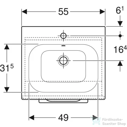 Geberit SELNOVA SQUARE 55x50,2 cm-es mosdó és 1 ajtós alsószekrény kombináció,fényes fehér 501.248.00.1