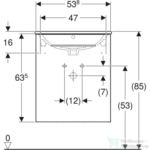 Geberit SELNOVA SQUARE 55x50,2 cm-es mosdó és 1 ajtós alsószekrény kombináció,hikoridió 501.250.00.1