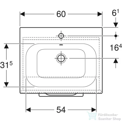 Geberit SELNOVA SQUARE 60x50,2 cm-es mosdó és 1 ajtós alsószekrény kombináció,hikoridió 501.254.00.1