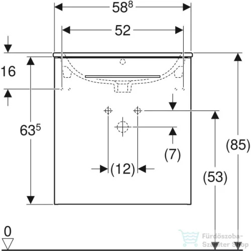 Geberit SELNOVA SQUARE 60x50,2 cm-es mosdó és 1 ajtós alsószekrény kombináció,hikoridió 501.254.00.1