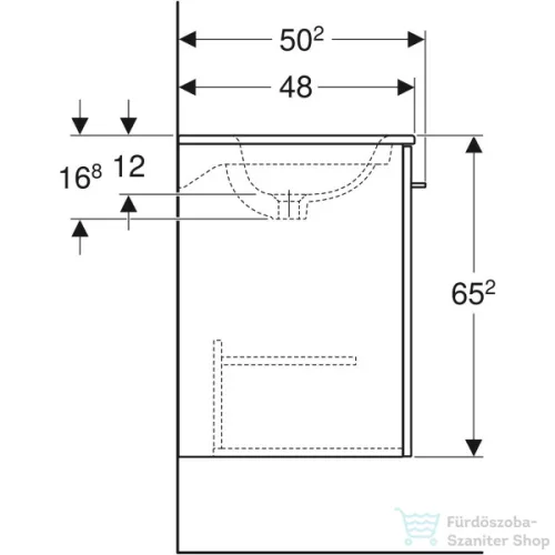 Geberit SELNOVA SQUARE 60x50,2 cm-es mosdó és 1 ajtós alsószekrény kombináció,hikoridió 501.254.00.1