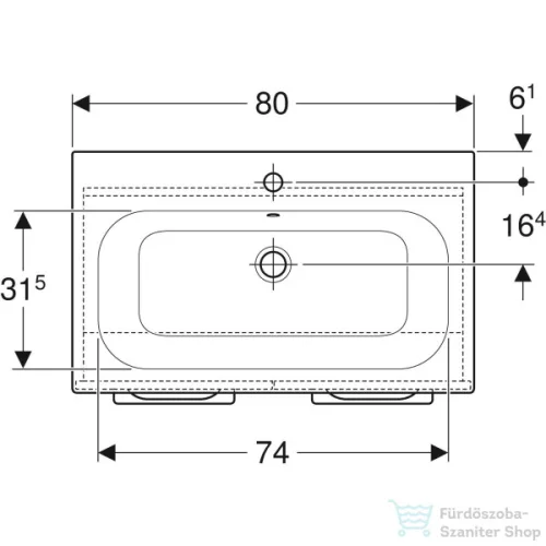 Geberit SELNOVA SQUARE 80x50,2 cm-es mosdó és 2 ajtós alsószekrény kombináció,fényes fehér 501.256.00.1