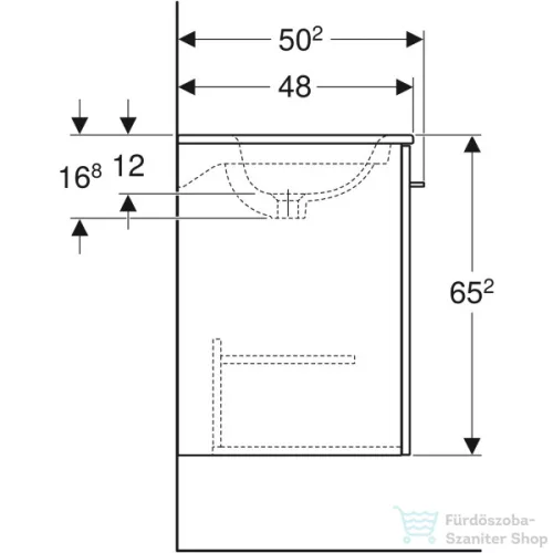 Geberit SELNOVA SQUARE 80x50,2 cm-es mosdó és 2 ajtós alsószekrény kombináció,hikoridió 501.258.00.1