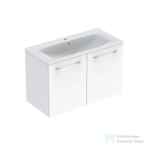 Geberit SELNOVA SQUARE 100x50,2 cm-es mosdó és 2 ajtós alsószekrény kombináció,fényes fehér 501.260.00.1
