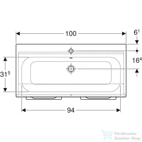 Geberit SELNOVA SQUARE 100x50,2 cm-es mosdó és 2 ajtós alsószekrény kombináció,fényes fehér 501.260.00.1