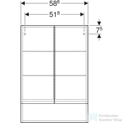 Geberit SELNOVA SQUARE 58,8x85 cm-es kétajtós tükrös szekrény,fényes fehér 501.264.00.1