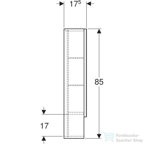 Geberit SELNOVA SQUARE 58,8x85 cm-es kétajtós tükrös szekrény,fényes fehér 501.264.00.1