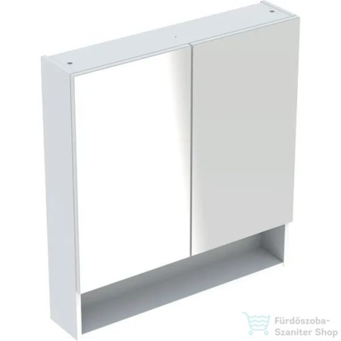 Geberit SELNOVA SQUARE 78,8x85 cm-es kétajtós tükrös szekrény,fényes fehér 501.268.00.1