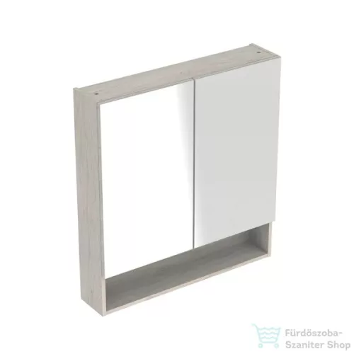 Geberit SELNOVA SQUARE 78,8x85 cm-es kétajtós tükrös szekrény,világos hikoridió 501.271.00.1