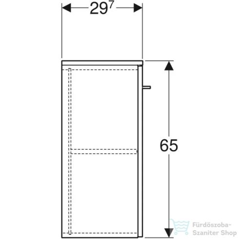 Geberit SELNOVA SQUARE 33x29,7x65 cm-es 1 ajtós oldalsó szekrény,matt láva 501.273.00.1
