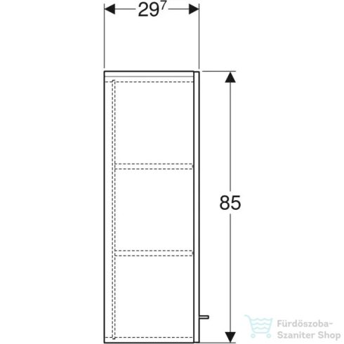 Geberit SELNOVA SQUARE 33x29,7x85 cm-es 1 ajtós oldalsó szekrény,fényes fehér 501.276.00.1