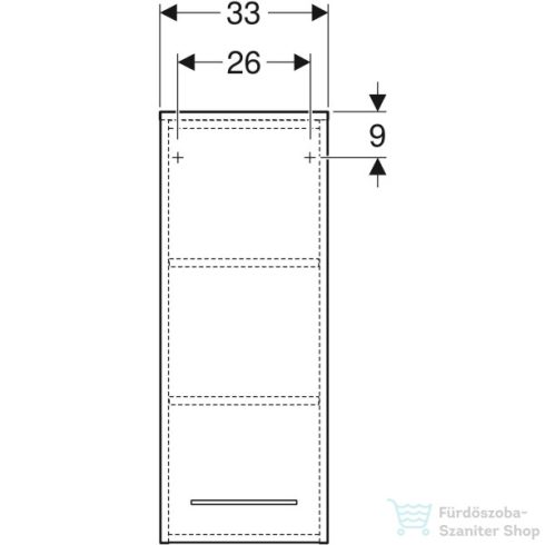 Geberit SELNOVA SQUARE 33x29,7x85 cm-es 1 ajtós oldalsó szekrény,fényes fehér 501.276.00.1