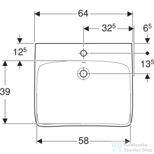 Geberit SELNOVA COMFORT 65x55 cm-es akadálymentes mosdó,fehér 501.463.00.7